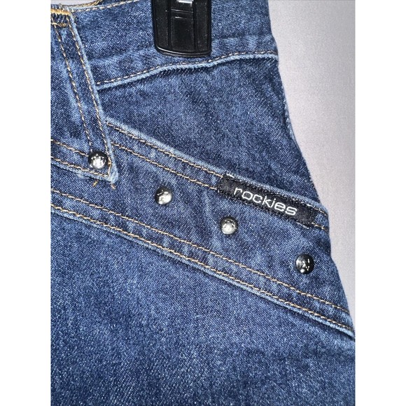 Vintage Rockies Jeans Womens 9/10 Long Dark Wash Western Studded Slim - Picture 6 of 14